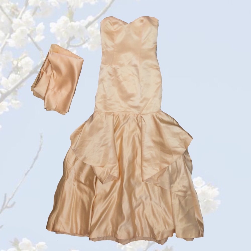 CHAMPAGME MERMAID TIERED LACE UP BACK PROM DRESS